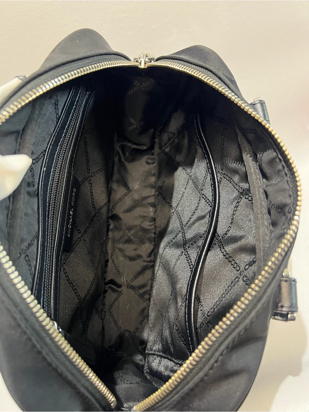 Michael Kors Black Nylon Dual-Pocket Crossbody Satchel with Chain Strap - Picture 8 of 8